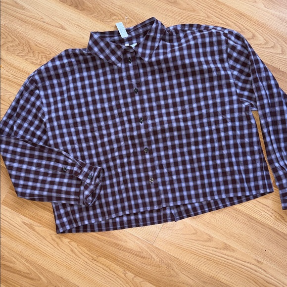 NWT Madewell The Signature Poplin Crop Shirt Size Medium Plaid - Picture 2 of 8